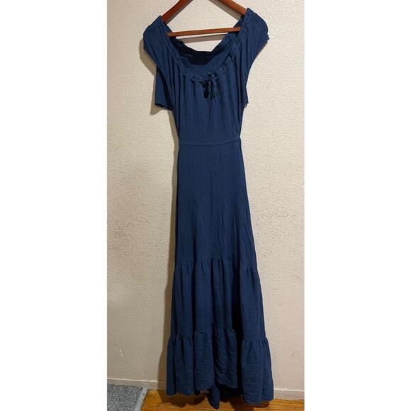 Reformation Veijo Blue Open Back Waist Tie Tiered Maxi Dress - size Small - Picture 1 of 7